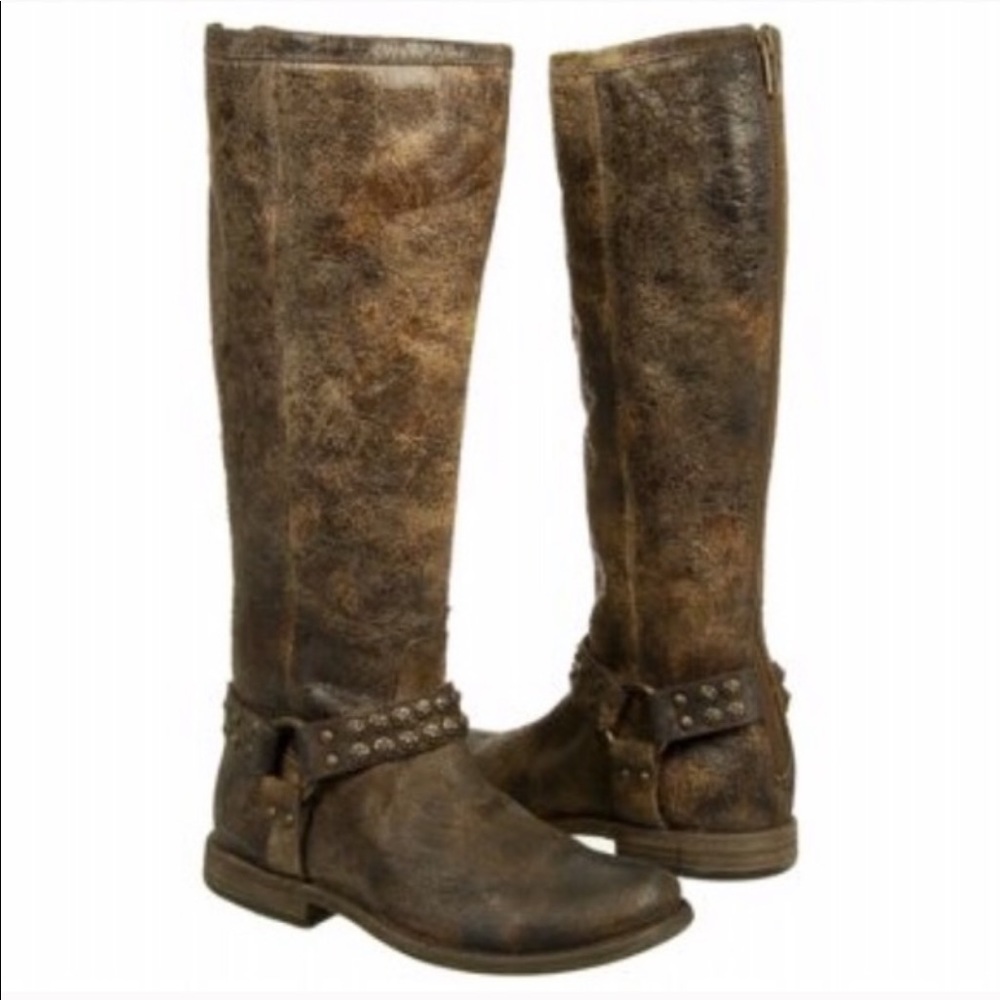 Frye Phillip Studded Harness Tall Boot Distressed